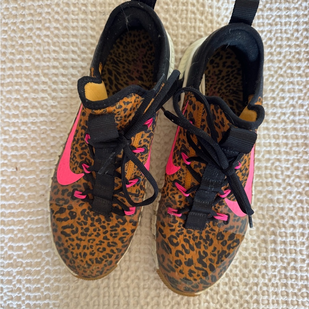 Nike Leopard Print Sneakers with Pink Accents